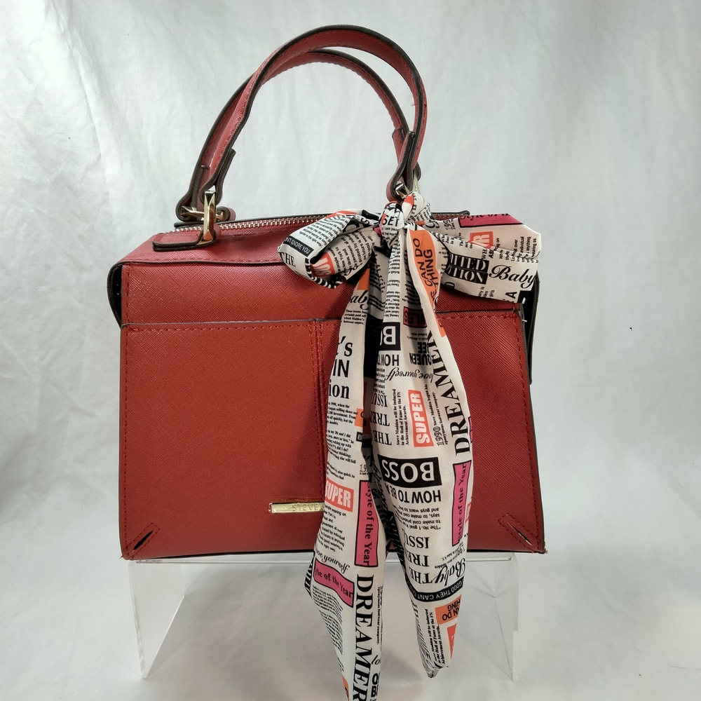 Steve Madden Elegant Red Handbag with Scarf Accent Like New Never Used